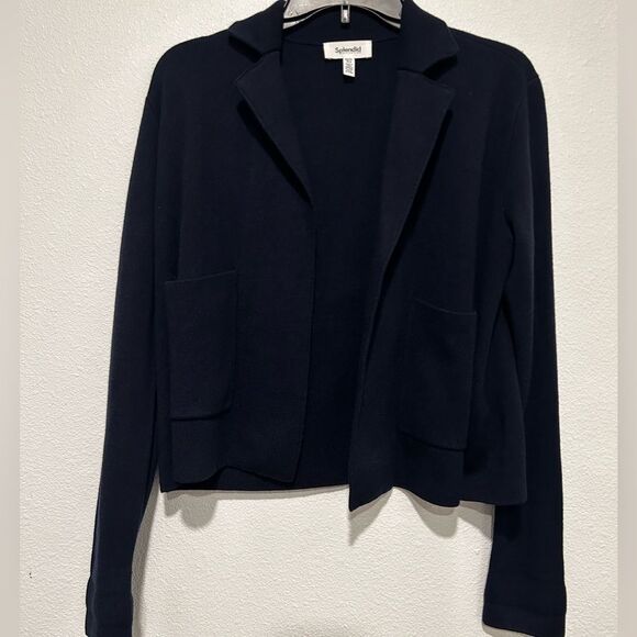 SPLENDID Estelle Cashblend Shrunken Coatigan Jacket Navy - Picture 2 of 6